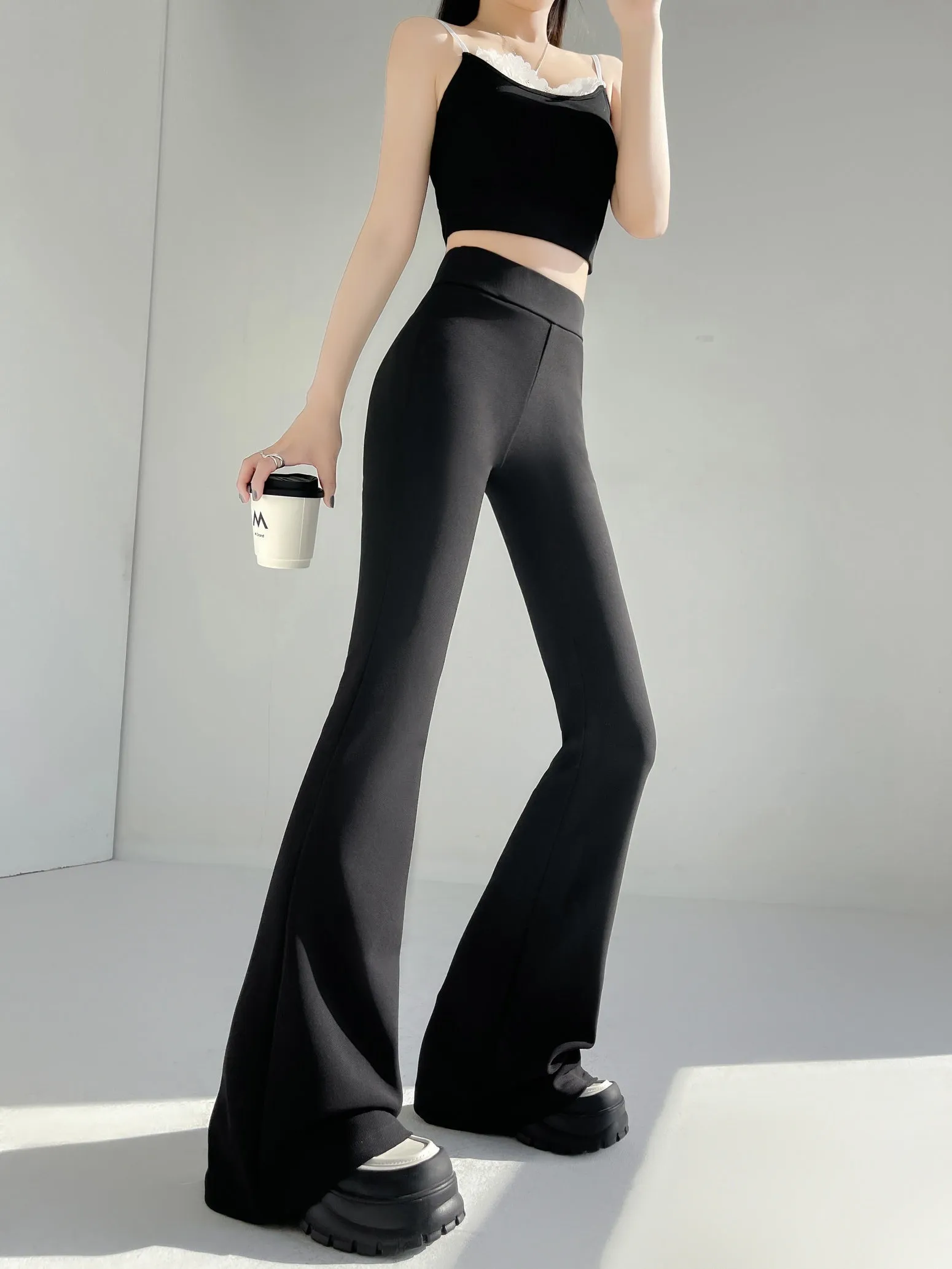 Breathable and Comfortable Flared Leg Trousers for Women