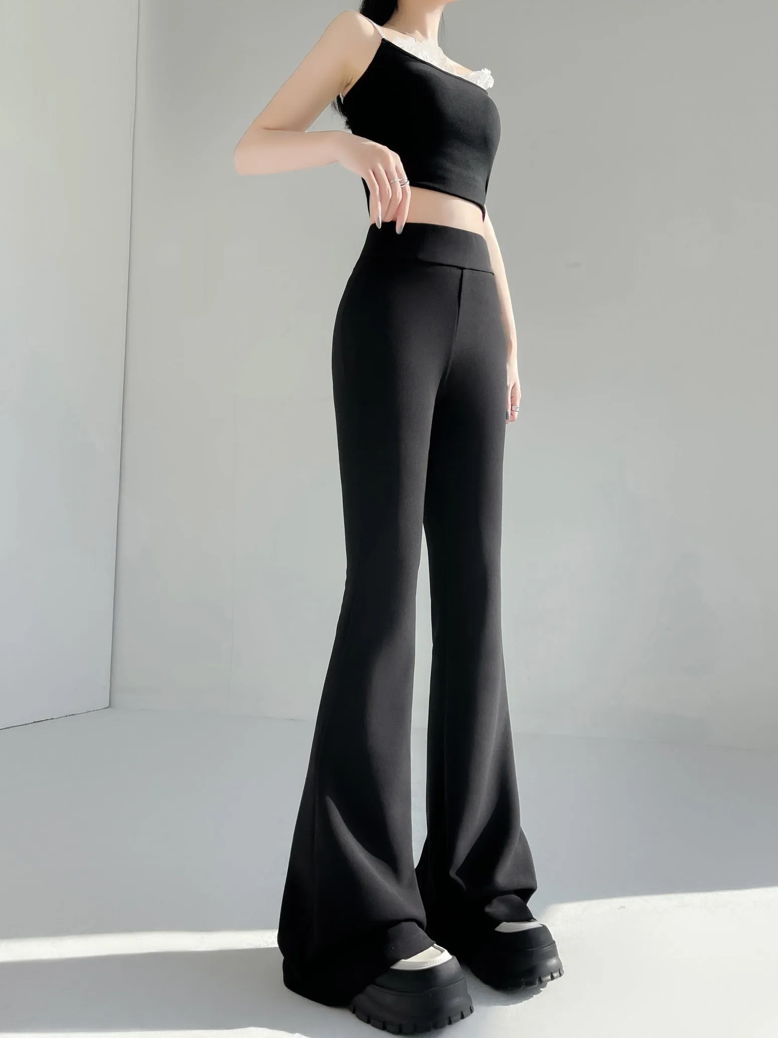 Breathable and Comfortable Flared Leg Trousers for Women