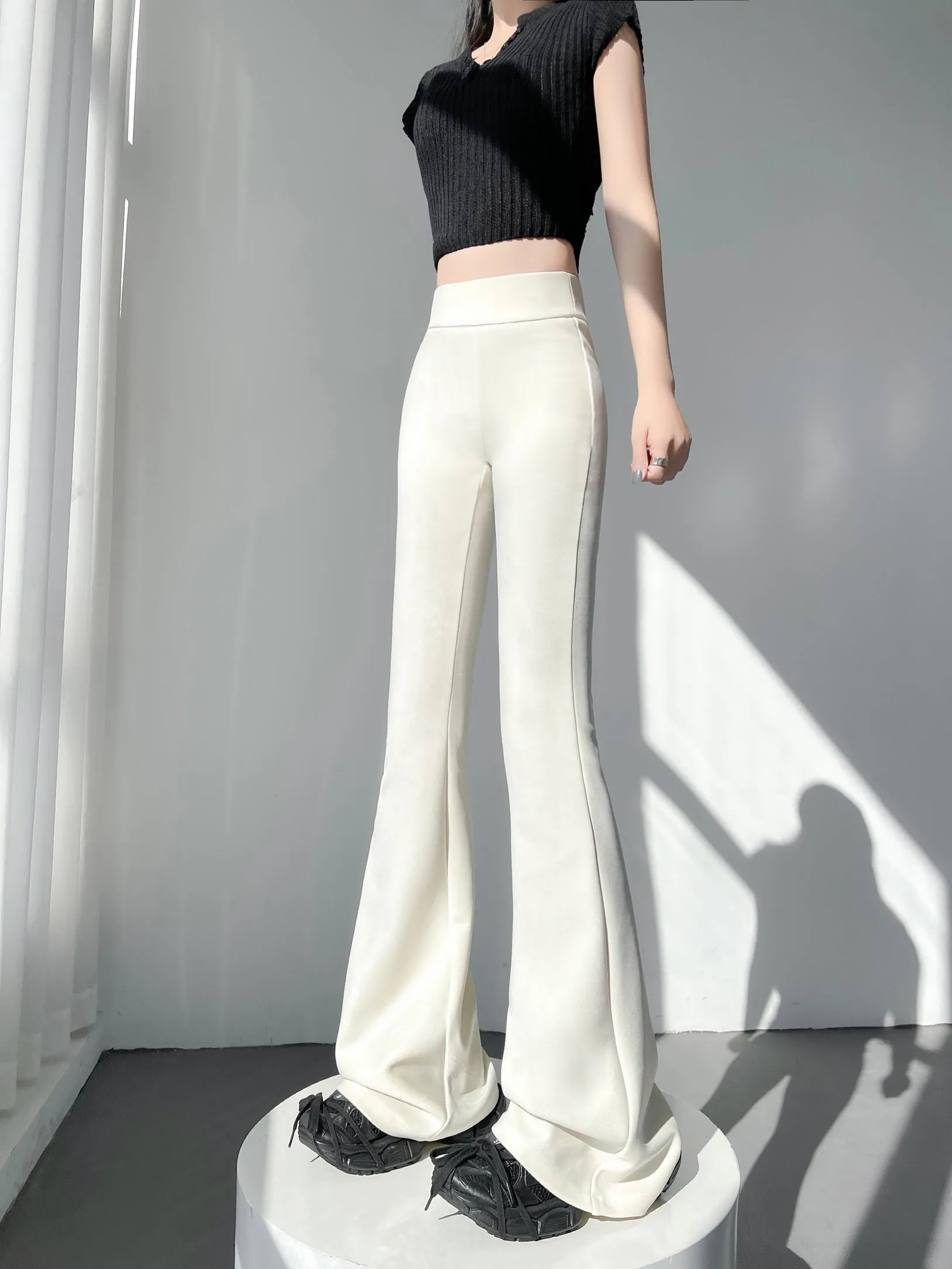 Breathable and Comfortable Flared Leg Trousers for Women