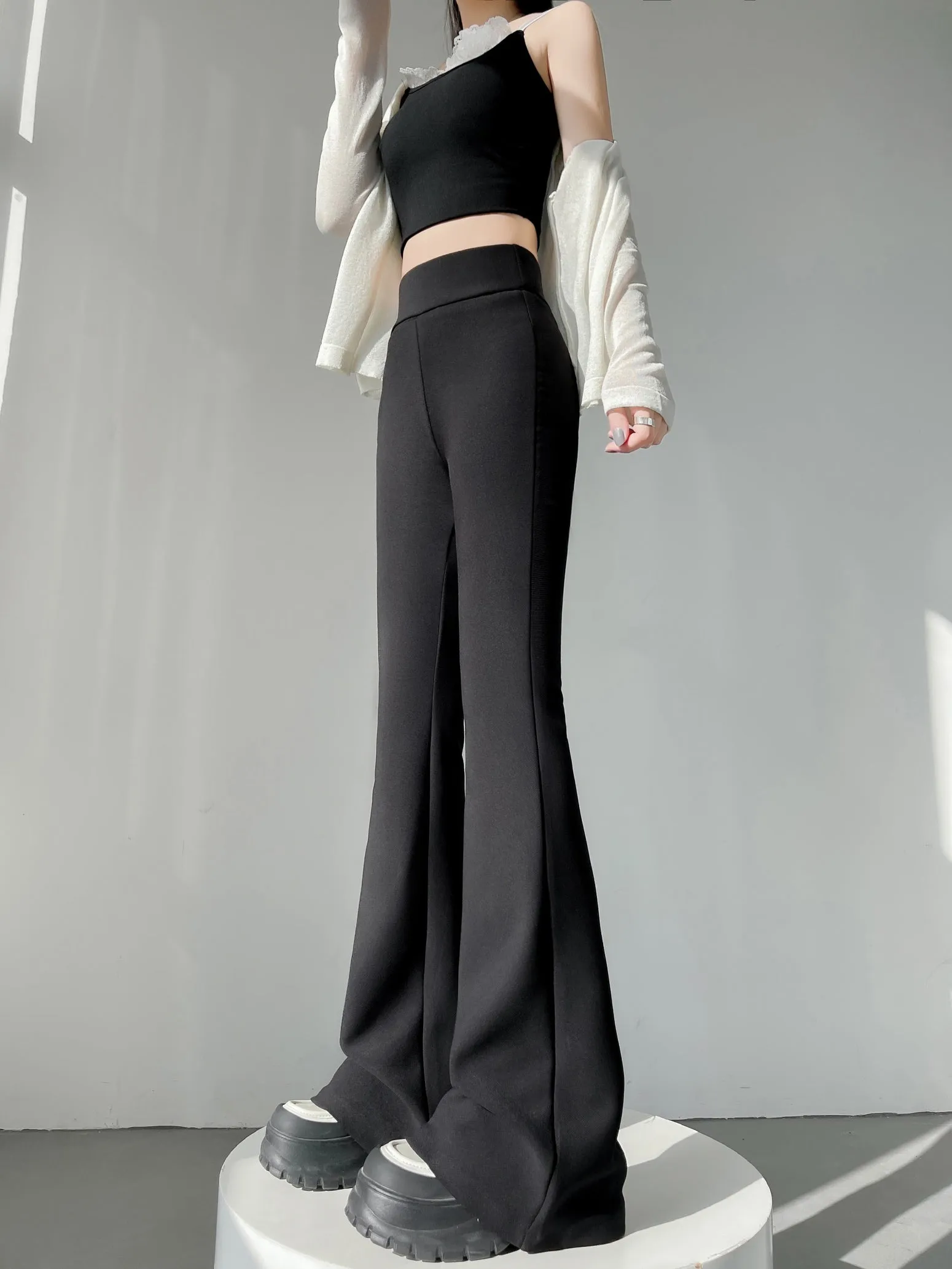 Breathable and Comfortable Flared Leg Trousers for Women