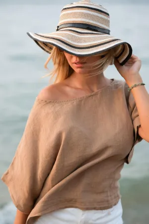 Brown Linen Blouse Top