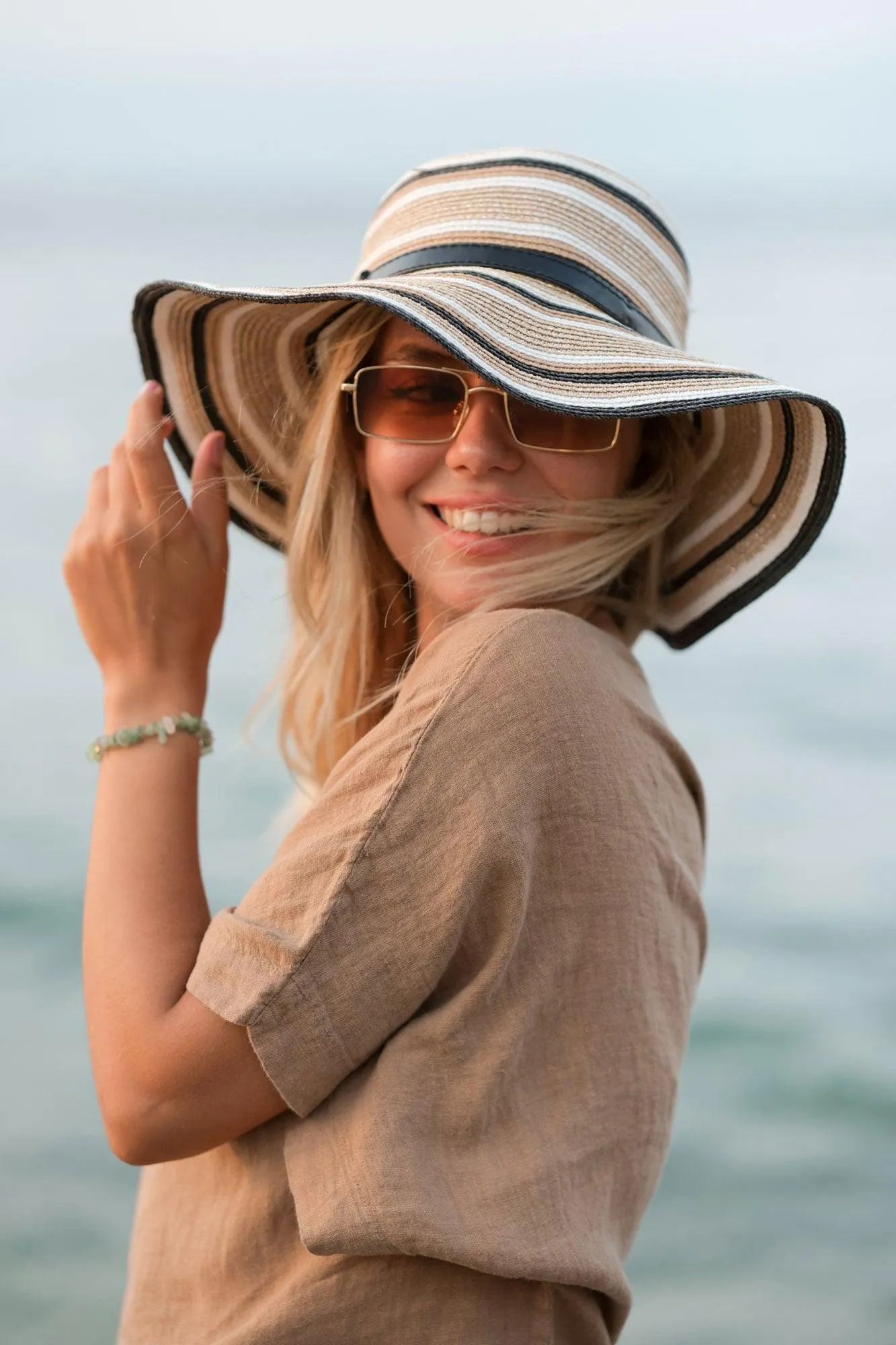 Brown Linen Blouse Top