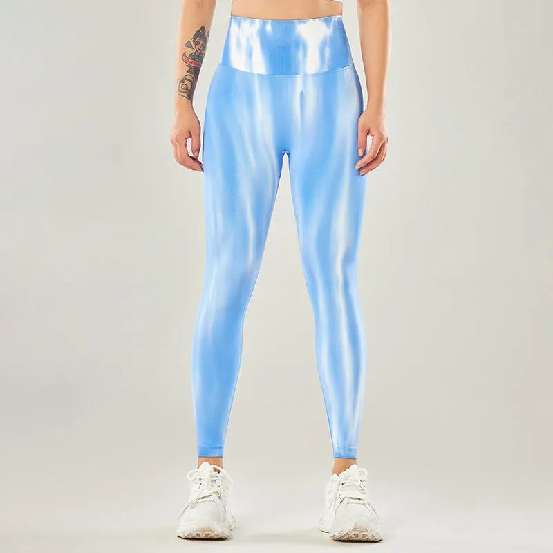 Buddha Stones Seamless Tie Dye Print Pants Sports High Waist Leggings Women's Yoga Pants