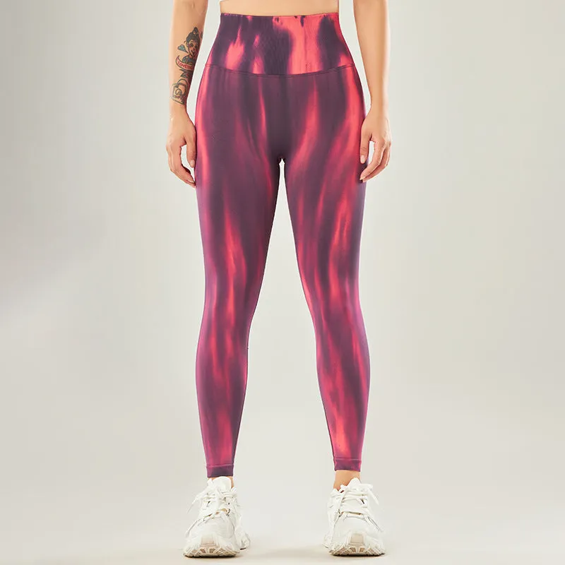 Buddha Stones Seamless Tie Dye Print Pants Sports High Waist Leggings Women's Yoga Pants