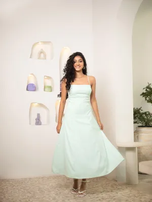Bustier Detaild Back Tie-Up Maxi Dress