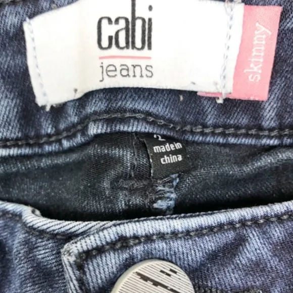 CAbi Women’s Dark Wash Skinny Jeans Size 2 Slightly Distressed Classic Pants