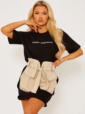 Cargo Pocket Belted T-shirt Dress