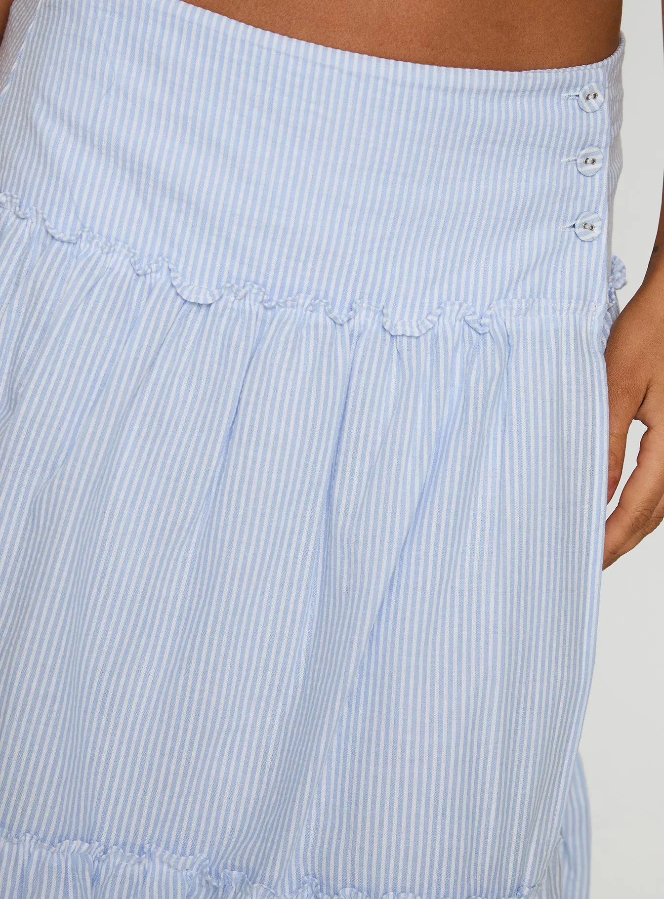 Cascades Low Rise Midi Skirt Blue / White Stripe