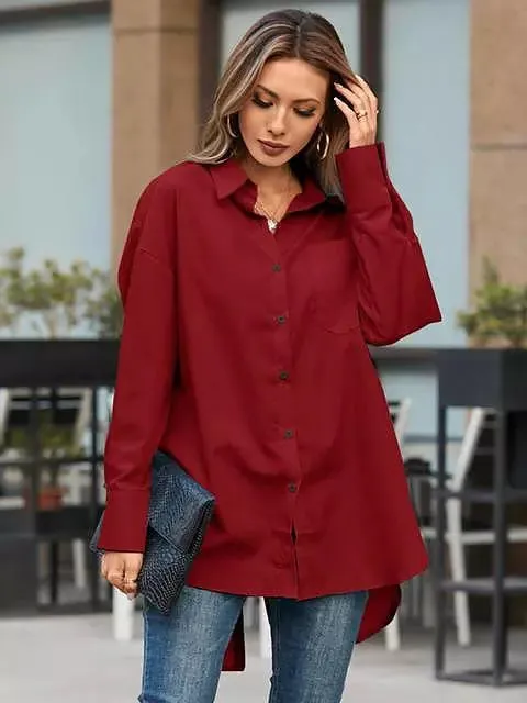Casual Blouses Ladies Long Sleeve White Tops