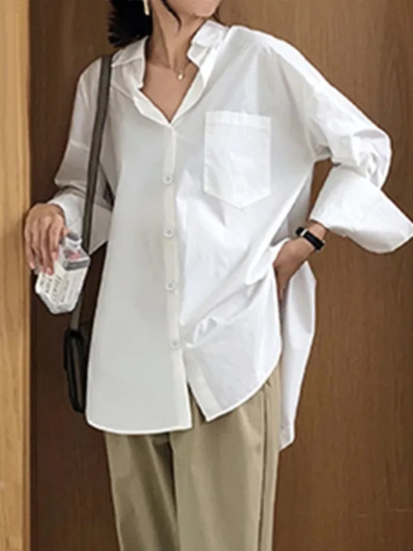 Casual Blouses Ladies Long Sleeve White Tops