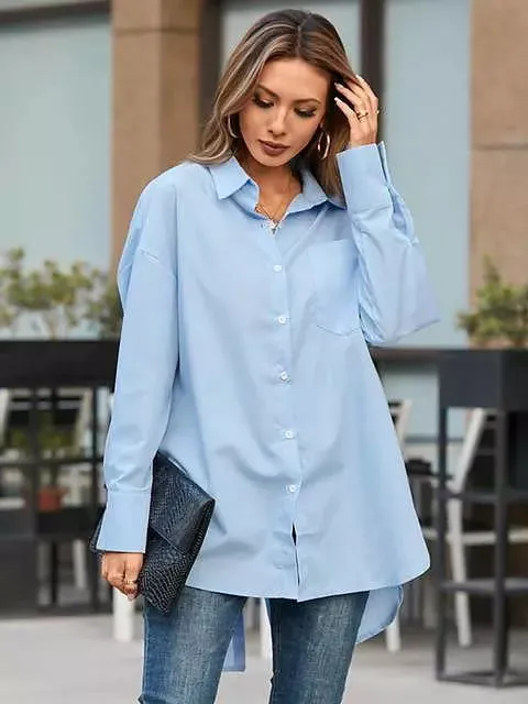 Casual Blouses Ladies Long Sleeve White Tops