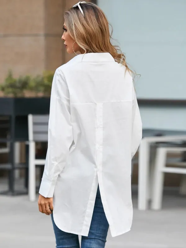 Casual Blouses Ladies Long Sleeve White Tops