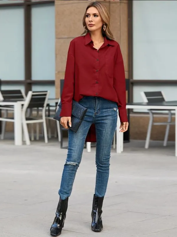 Casual Blouses Ladies Long Sleeve White Tops