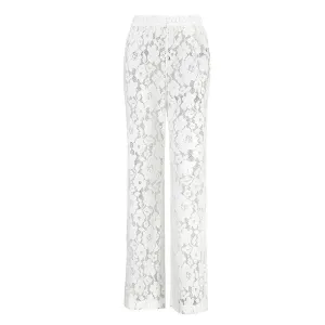 Casual Flared Pants Jacquard See through High Waist  Flared Pants