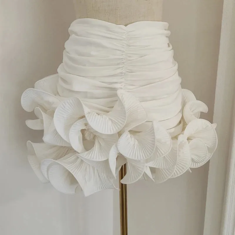 Casual White Ruched Skirt