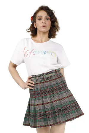 Celtic Charm High-Waisted Plaid Pleated Mini Skirt with Belt