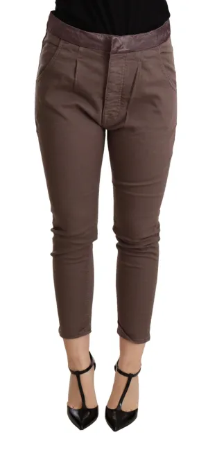 Chic Brown Skinny Mid Waist Cropped Pants
