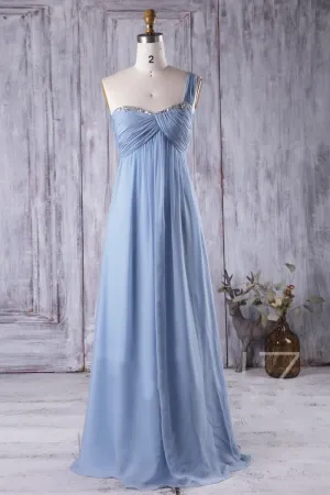 Chiffon Maternity Bridesmaid Gown with Ruched One-shoulder