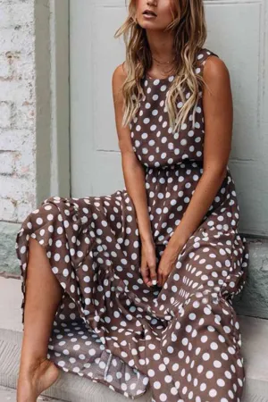CityHottie Polka Dot Round Neck Dress（5 colors）