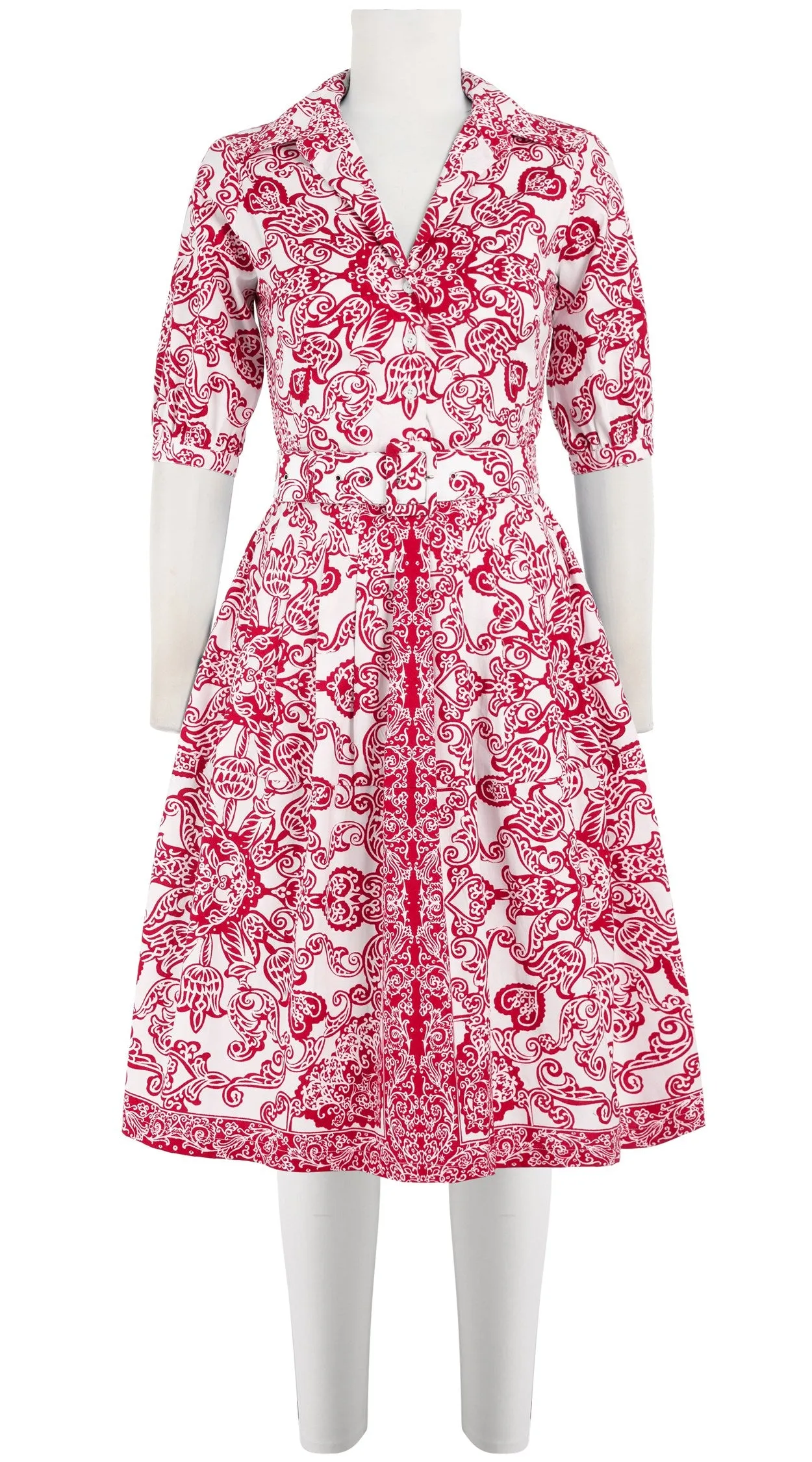 Claire Dress Shirt Collar 1/2 Puff Sleeve Cotton Stretch (Casanova Bandana)