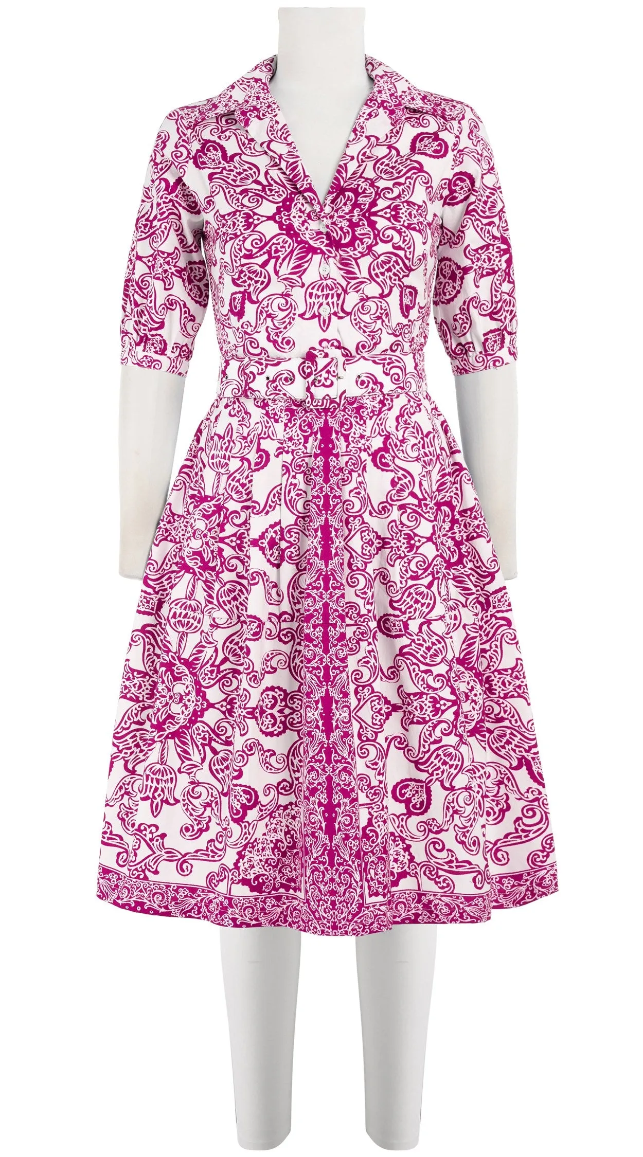 Claire Dress Shirt Collar 1/2 Puff Sleeve Cotton Stretch (Casanova Bandana)