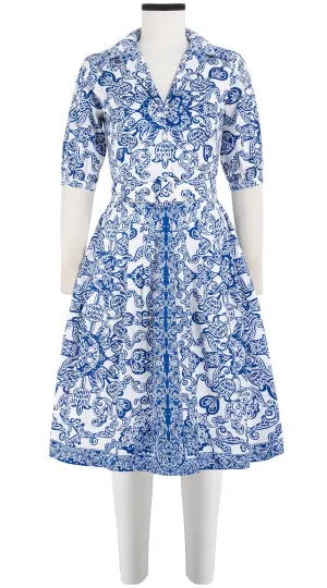 Claire Dress Shirt Collar 1/2 Puff Sleeve Cotton Stretch (Casanova Bandana)