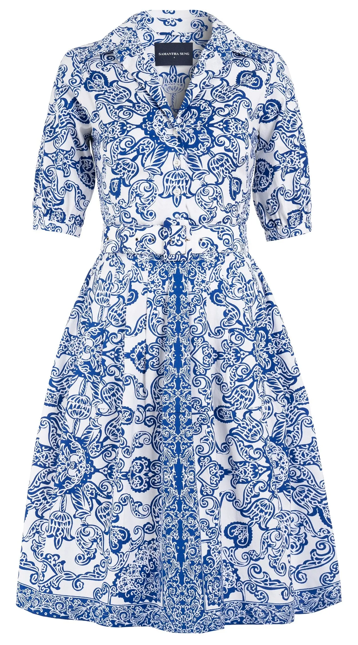 Claire Dress Shirt Collar 1/2 Puff Sleeve Cotton Stretch (Casanova Bandana)