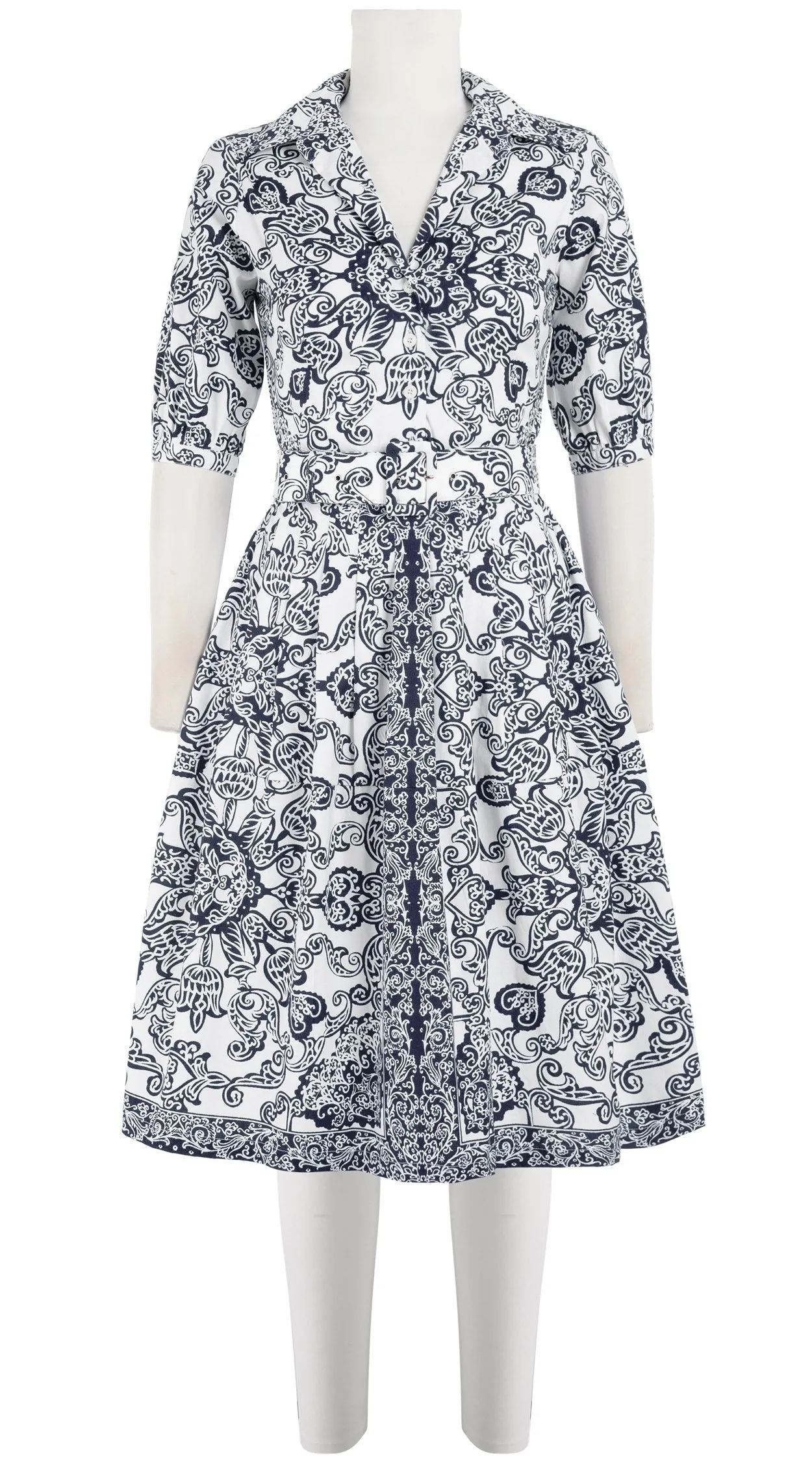 Claire Dress Shirt Collar 1/2 Puff Sleeve Cotton Stretch (Casanova Bandana)