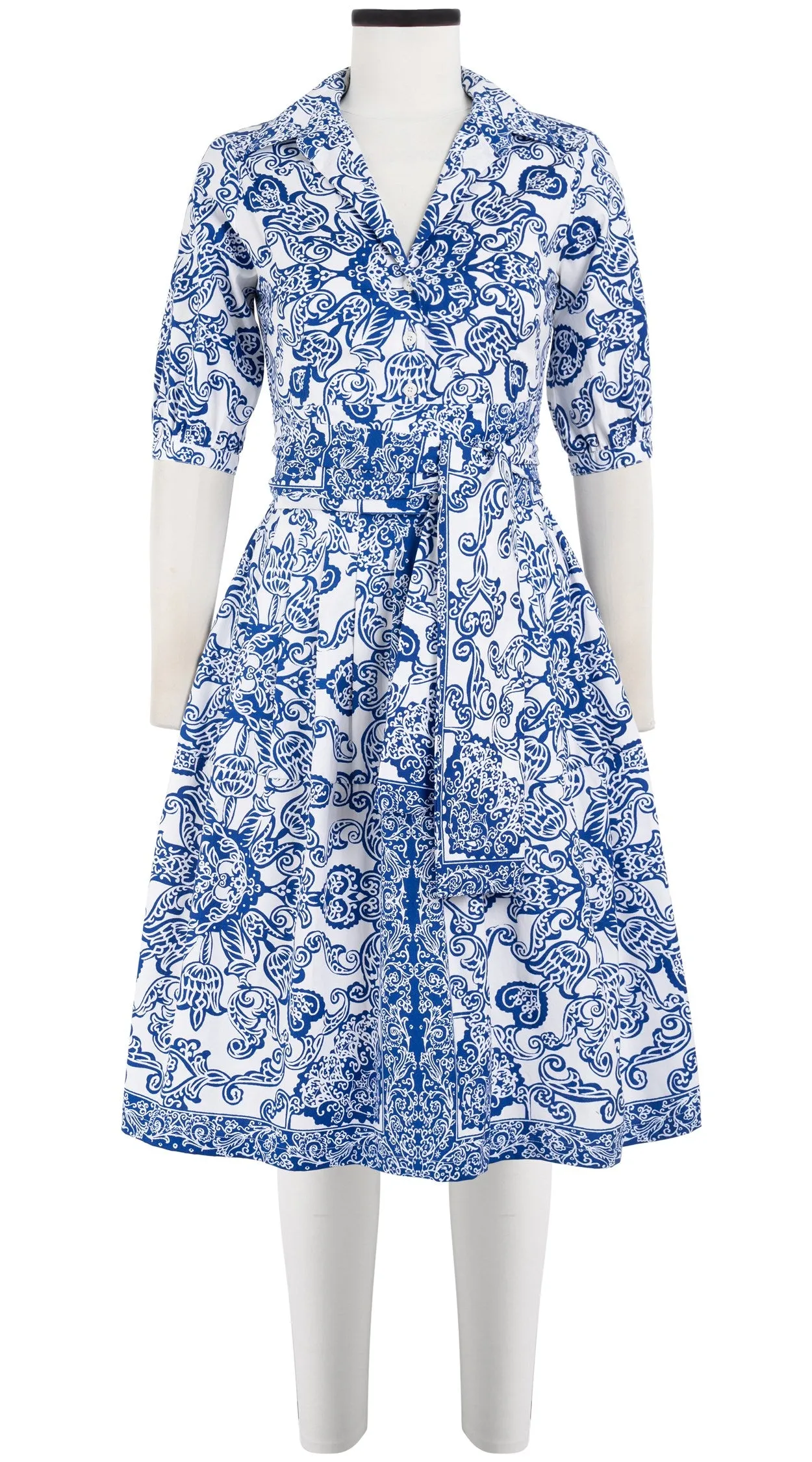 Claire Dress Shirt Collar 1/2 Puff Sleeve Cotton Stretch (Casanova Bandana)
