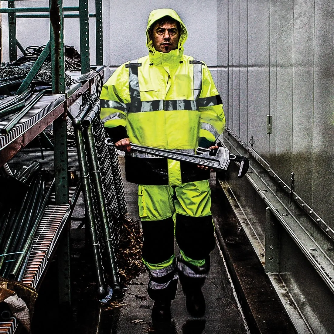 Class 3 Rip Stop Rain Jacket - Lime - Medium