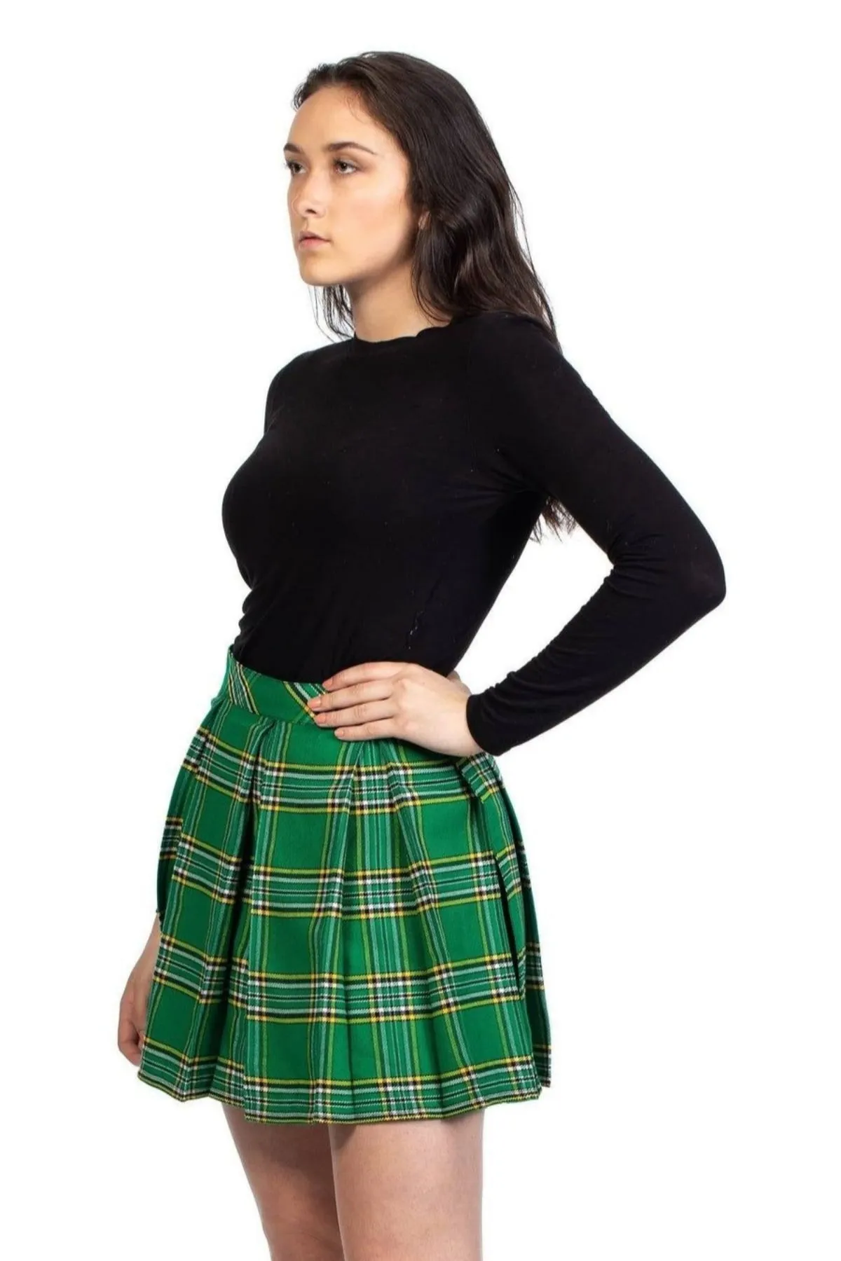 Classic Box Pleated Tartan Plaid Mini Skirt