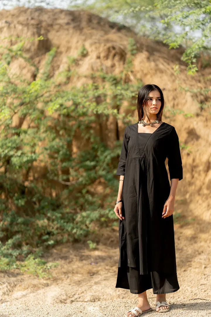 Coal Black Kurta Set with Dupatta