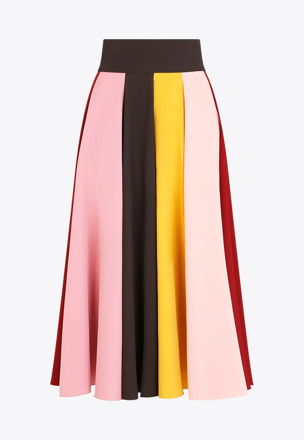 Colorblocked Pleated Midi Skirt