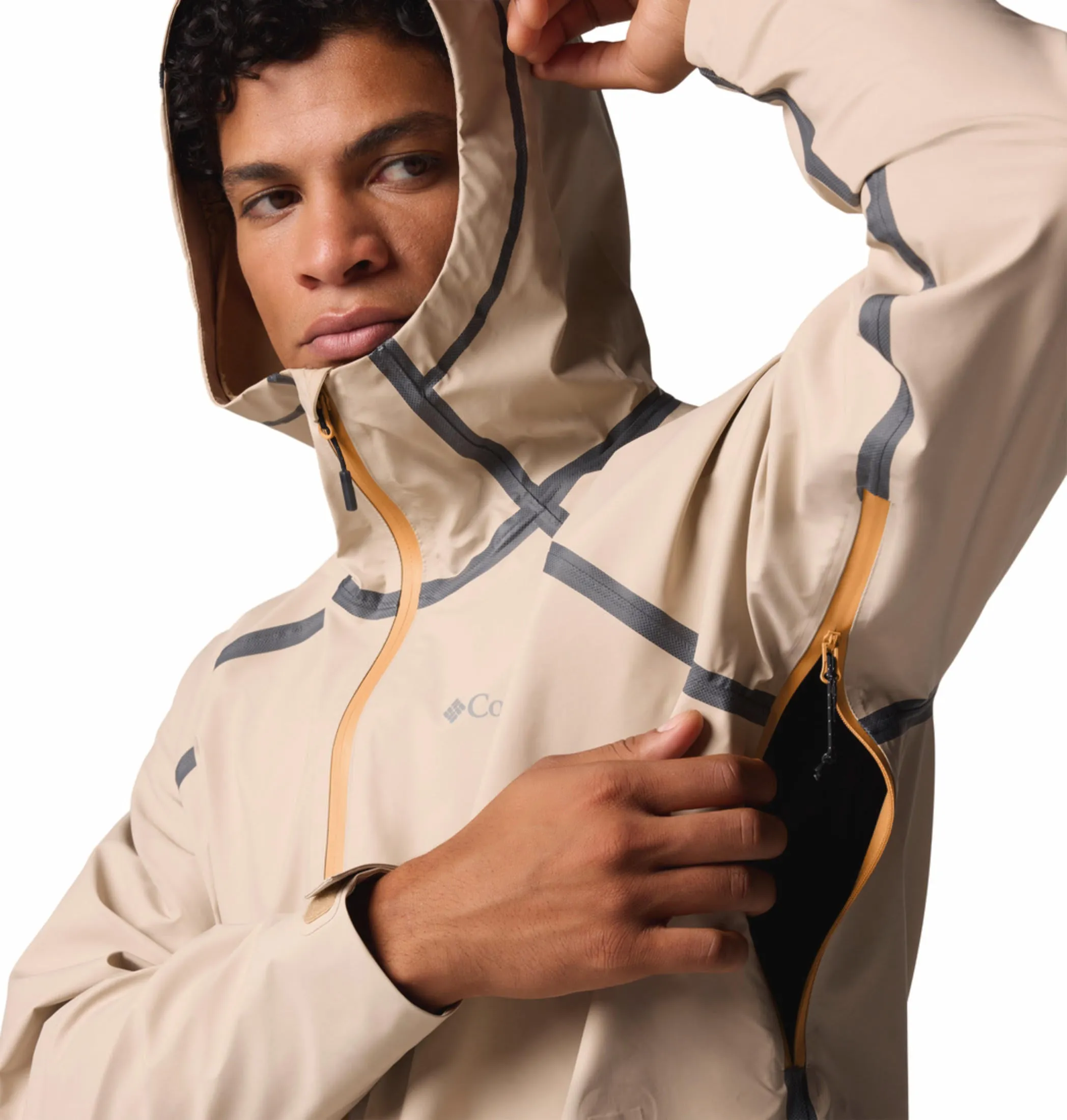 Columbia Mens Beige OutDry Extreme Reign No Shine Rain Jacket