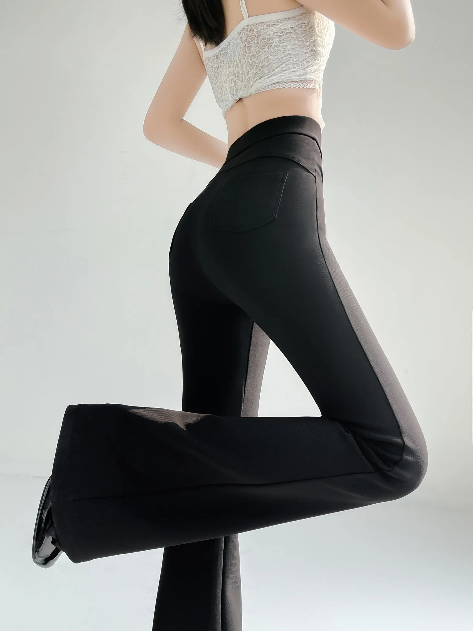 Comfortable Solid Color Flared-Leg Trousers for Women
