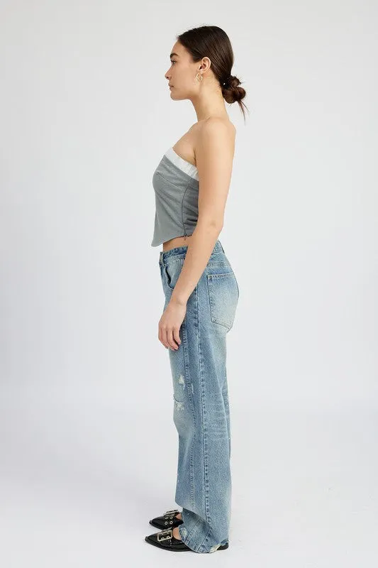 CONTRASTED TUBE TOP