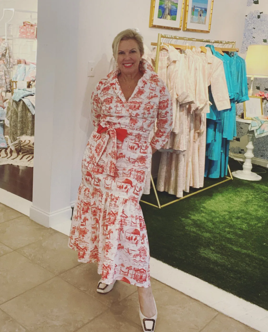 DeBordieu Shirt in Red or Black Toile