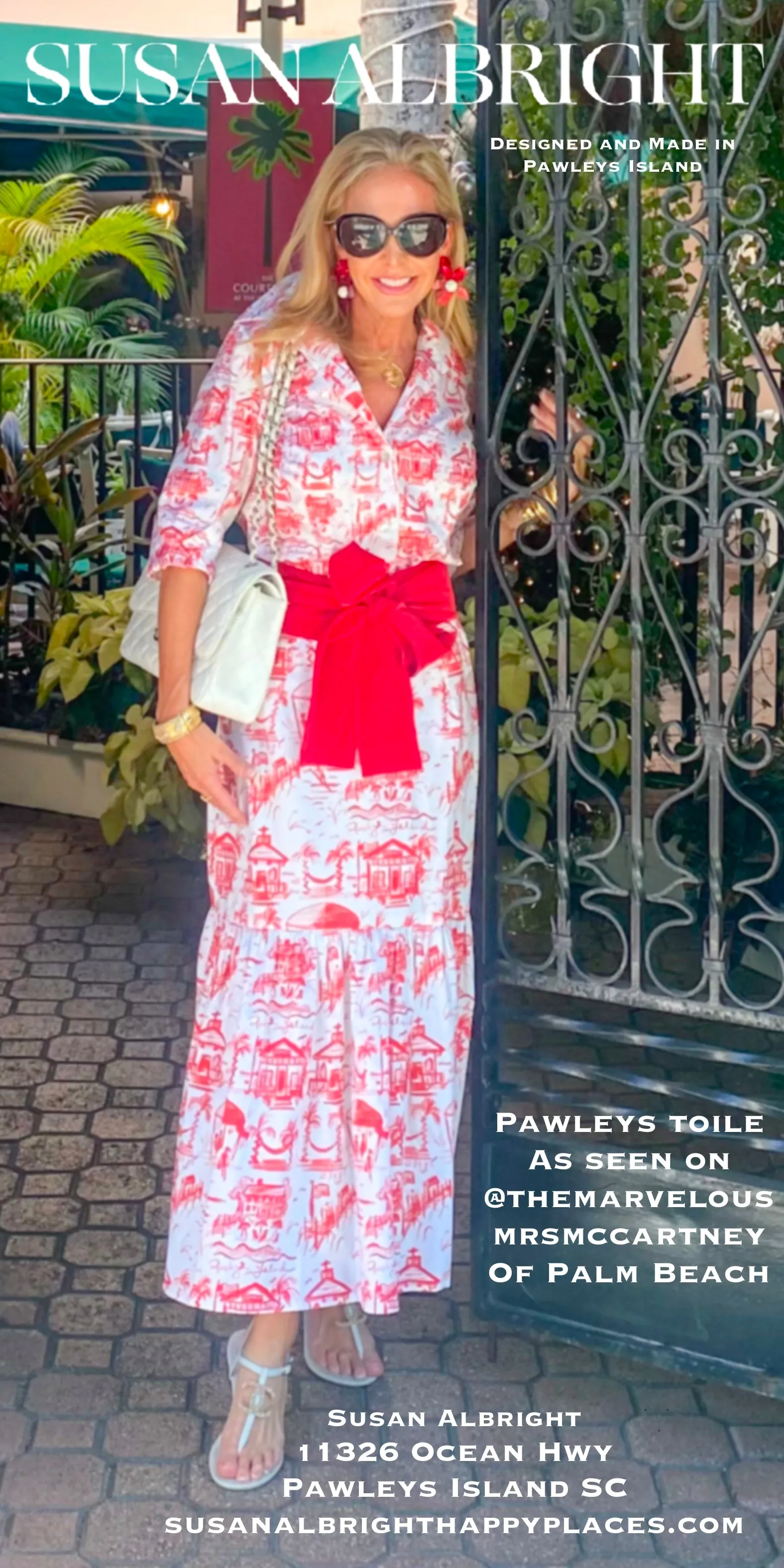DeBordieu Shirt in Red or Black Toile