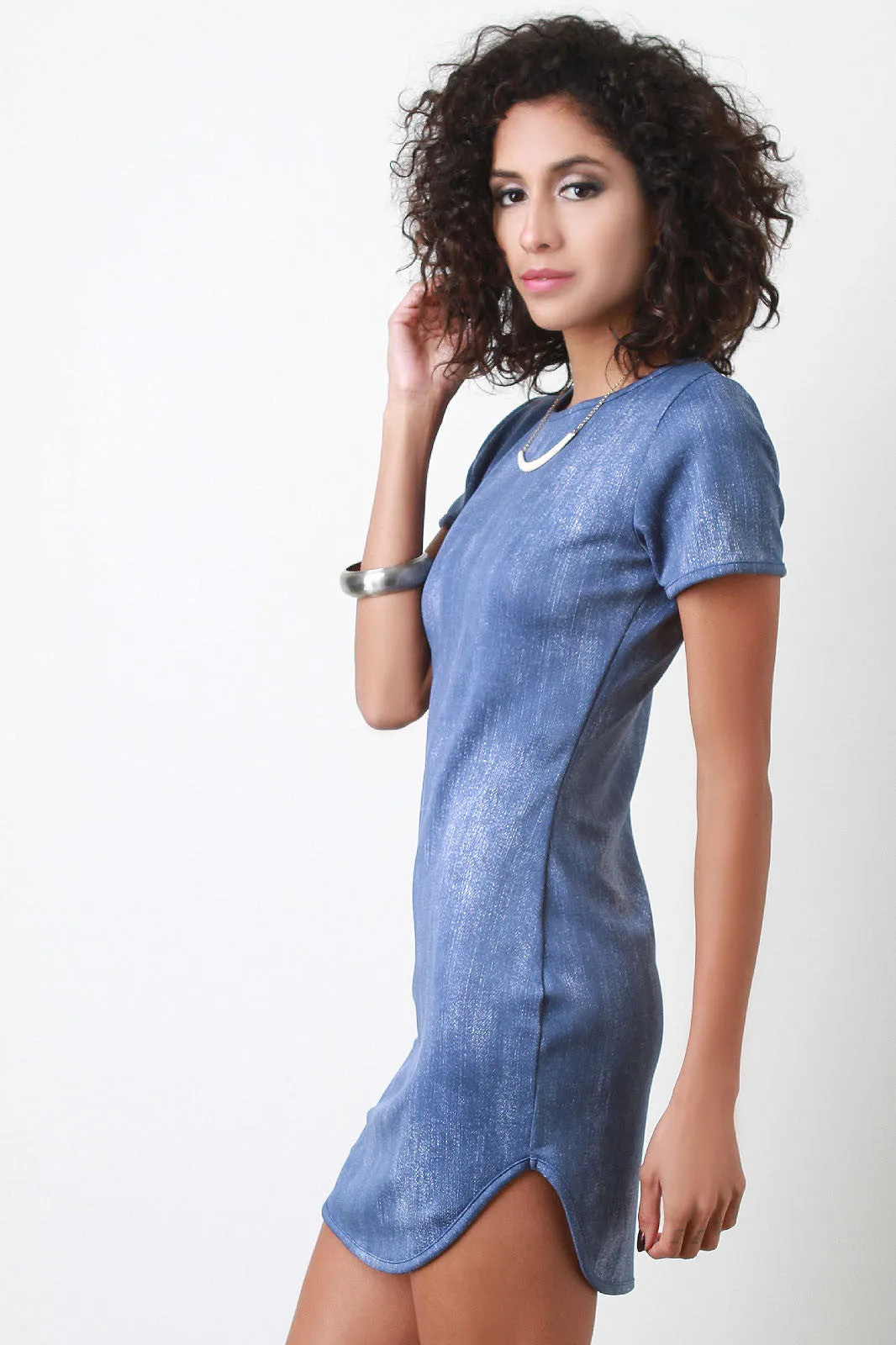 Denim Print T-Shirt Mini Dress