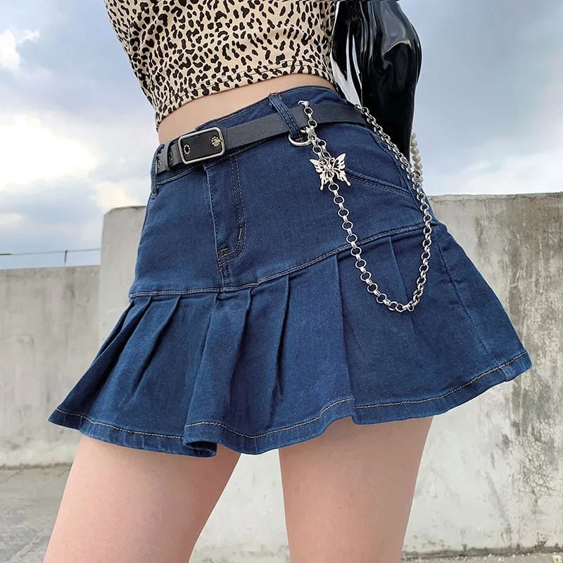 Denim Skirt With Ruffles