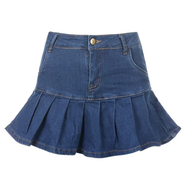 Denim Skirt With Ruffles