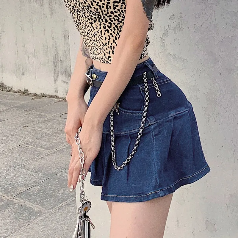 Denim Skirt With Ruffles