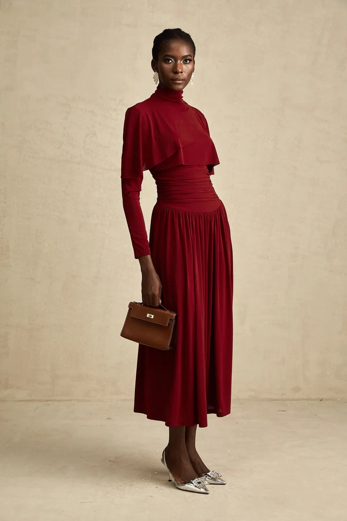 Dianna | Winered Ruched Maxi Dress