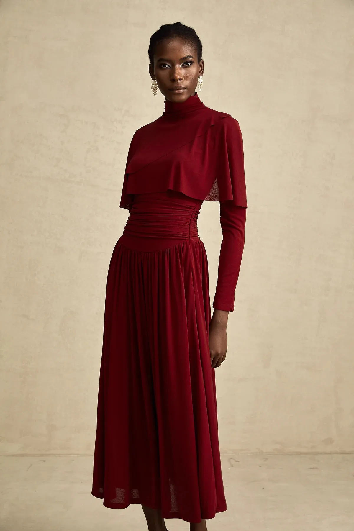 Dianna | Winered Ruched Maxi Dress