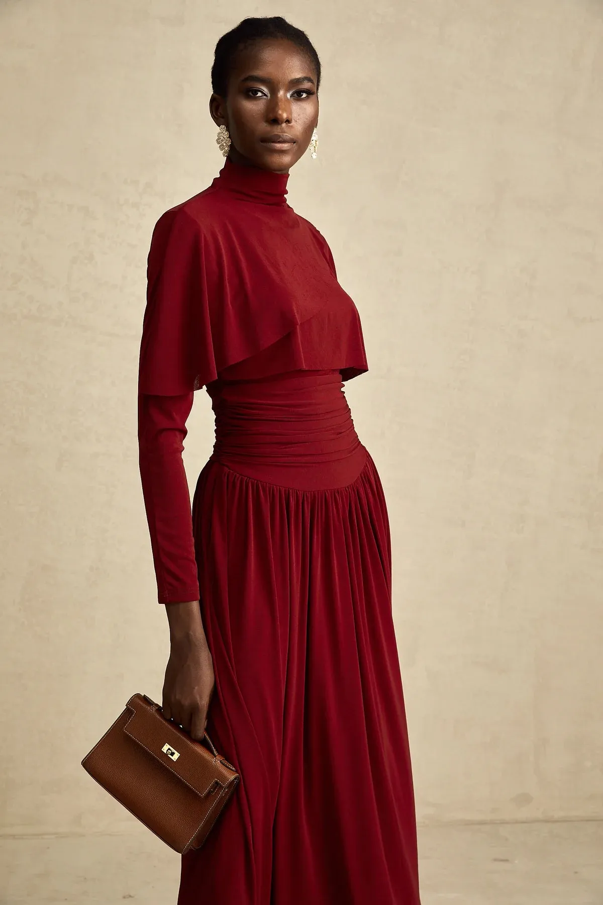 Dianna | Winered Ruched Maxi Dress