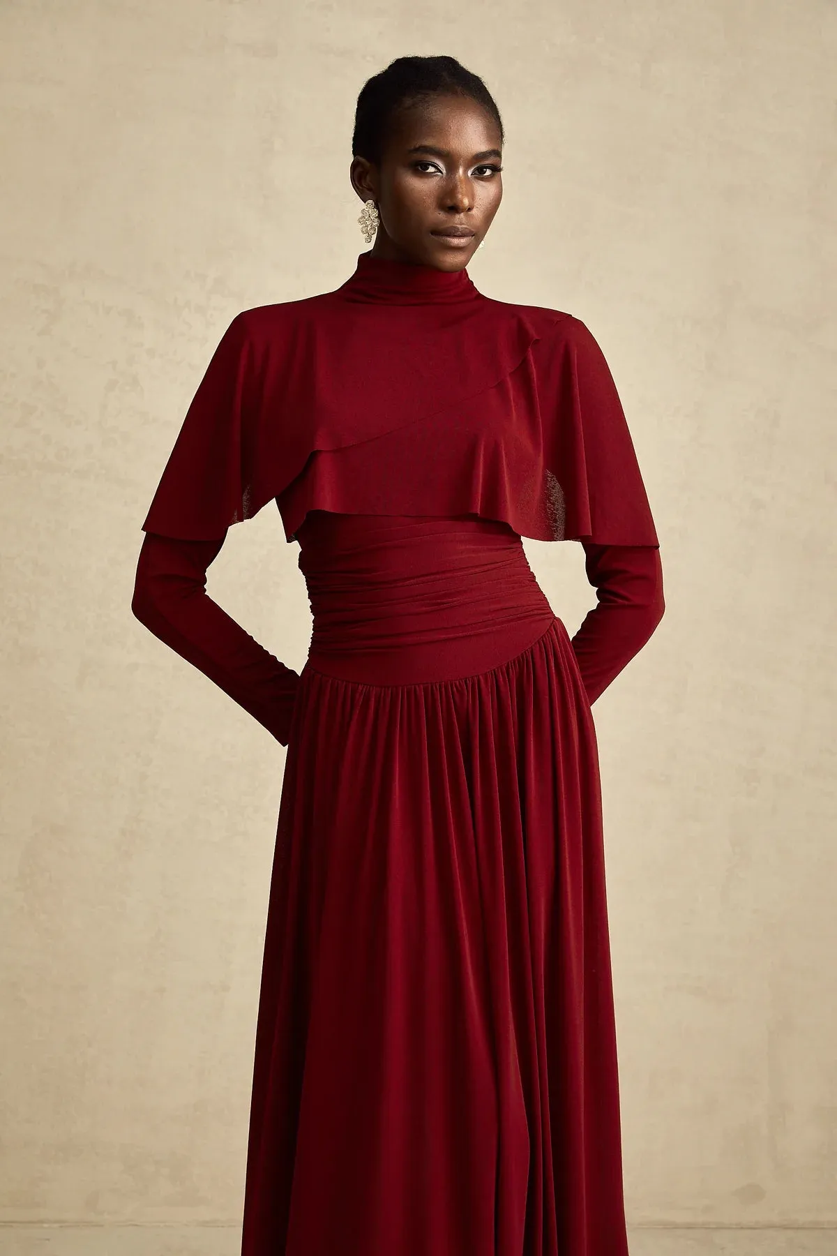 Dianna | Winered Ruched Maxi Dress