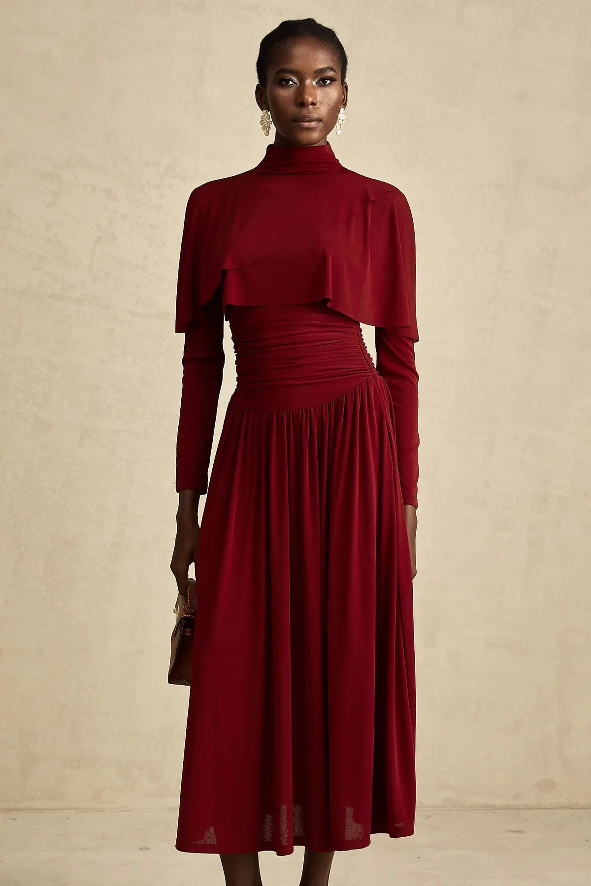 Dianna | Winered Ruched Maxi Dress