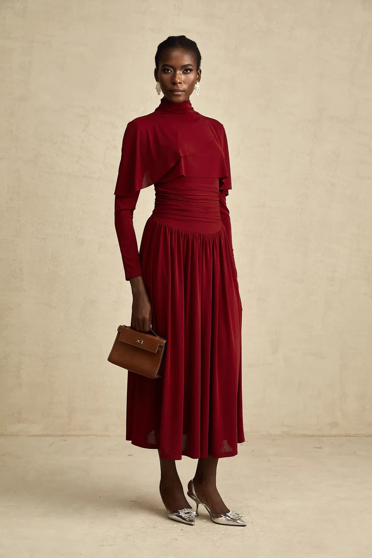 Dianna | Winered Ruched Maxi Dress