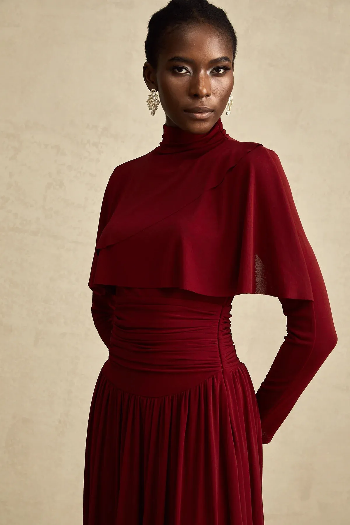 Dianna | Winered Ruched Maxi Dress