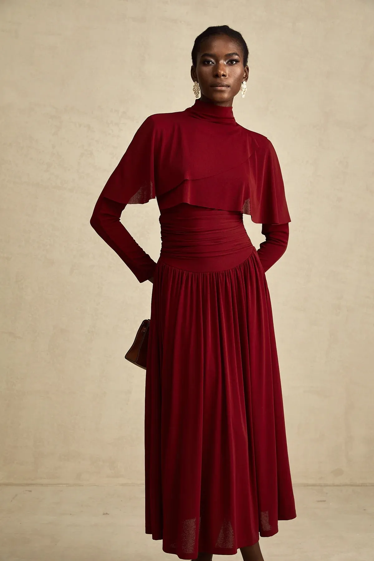Dianna | Winered Ruched Maxi Dress